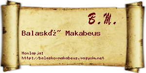 Balaskó Makabeus névjegykártya